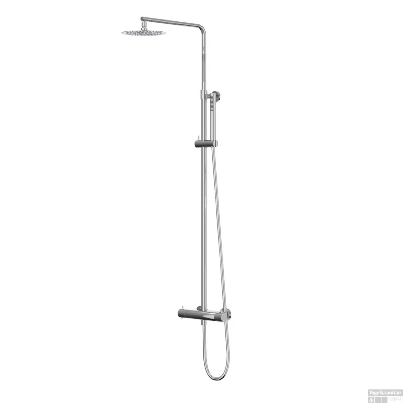 Regendoucheset IVY Bond Opbouw Thermostatisch 30 cm Medium Staaf Handdouche Chroom Beperkte Voorraad