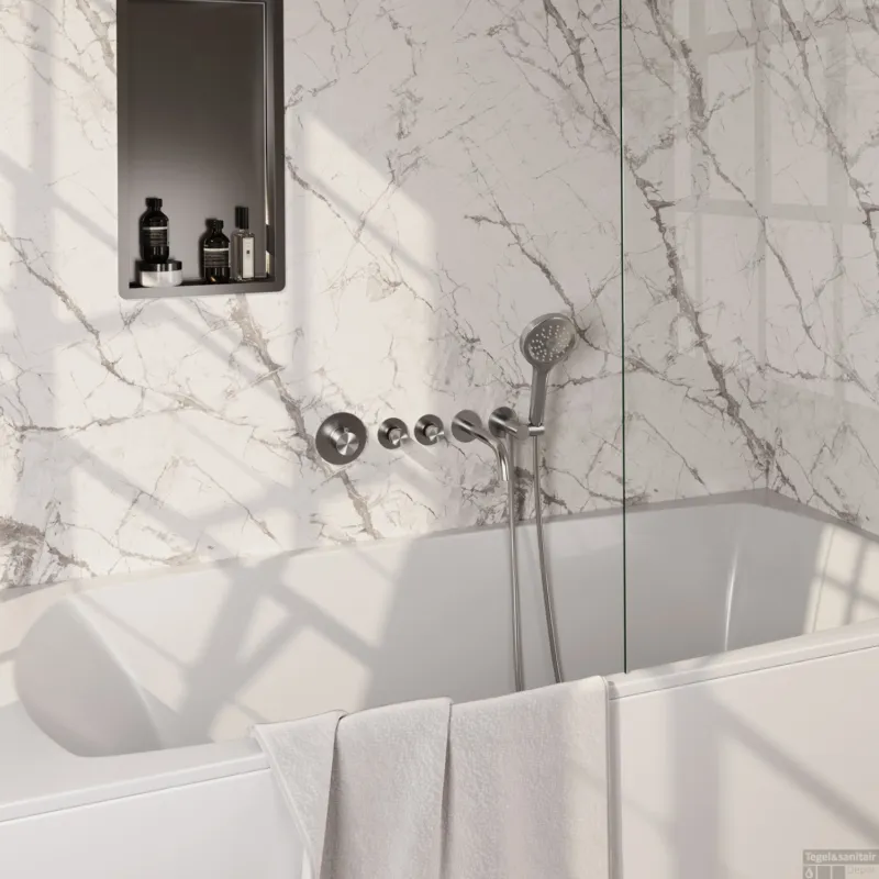Inbouwthermostaatset Brauer Brushed Incl Baduitloop en 3 Standen Handdouche Geborsteld RVS Must-Have