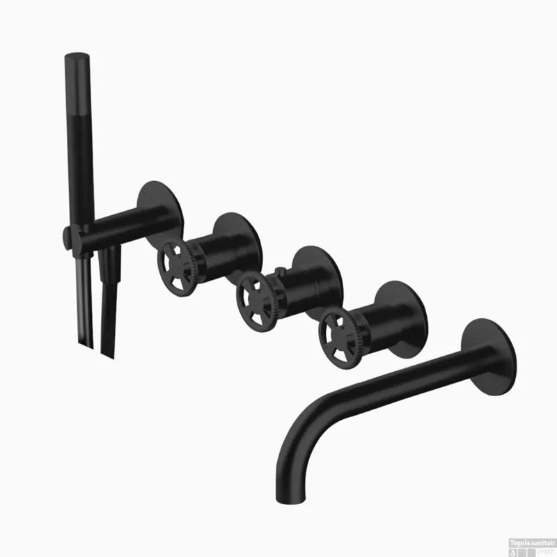Thermostatische Badkraan Hotbath Cobber @Work Inbouw Met 2 Stopkranen En Handdouche Met Uitloop Mat Zwart Koop Online