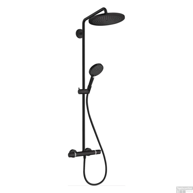 Doucheset Croma Select S 280 HansGrohe met Thermostaat 1 Jet en Raindance Handdouche Mat Zwart Dagaanbieding