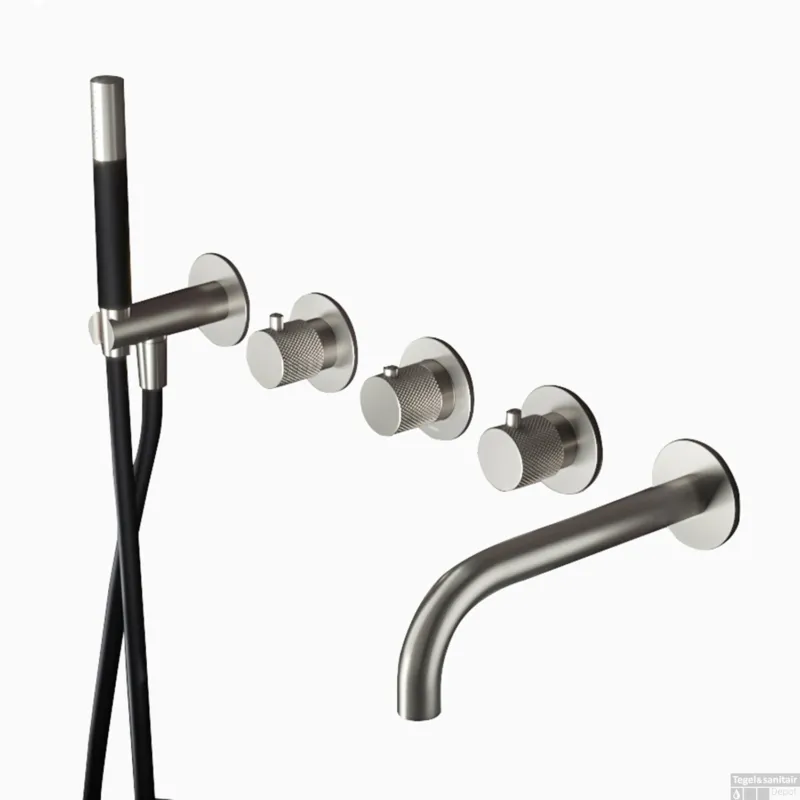 Meest Verkocht Thermostatische Badkraan Hotbath Cobber X Inbouw Met 2 Stopkranen En Handdouche Met Uitloop Geborsteld Nikkel