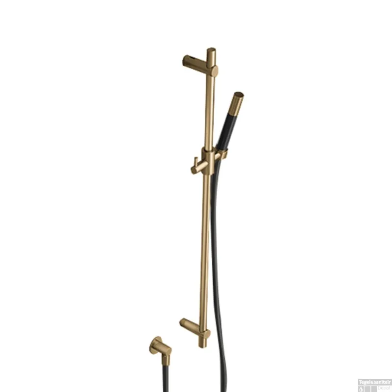 Glijstangset Hotbath Cobber Met Wandaansluitbocht En Handdouche Geborsteld Messing PVD Op = Op