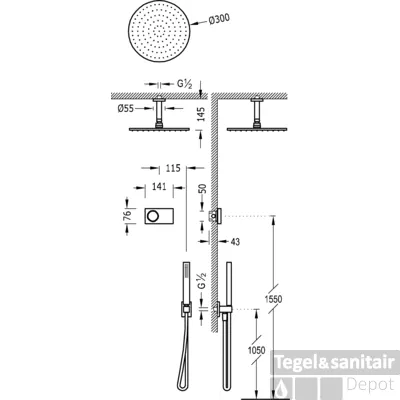 Betaalbaar Tres electronische inbouw doucheset met regendouche chroom 09286567