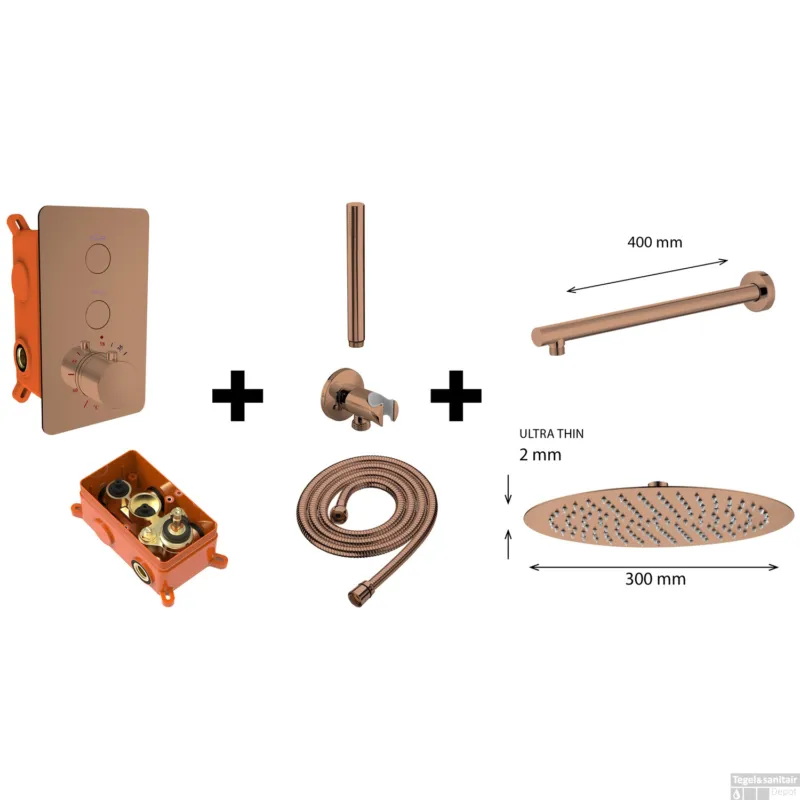 Flitsaanbieding Regendoucheset Best Design One Pack Inbouw Thermostaat Dijon M300 PVD Glans Brons