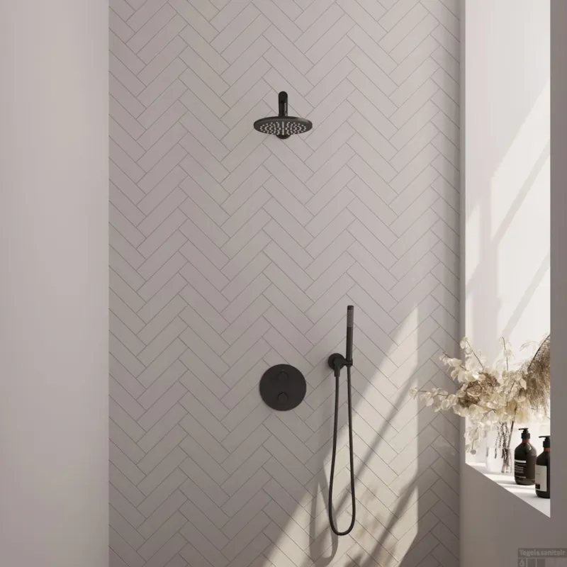 Thermostatische Inbouwdoucheset Brauer Carving Met Ronde Afdekplaat Mat Zwart (Alle Opties) Uitverkoop