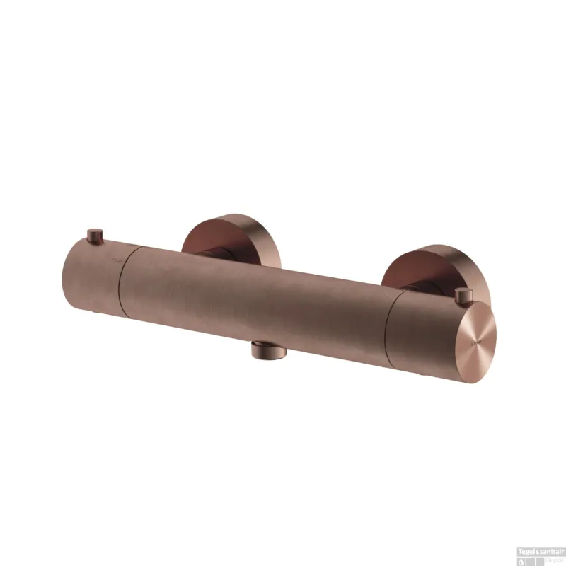 Douchemengkraan Hotbath Archie Thermostatisch met 1/2" Doucheslang Onderaansluiting Geborsteld Koper PVD Flitsaanbieding