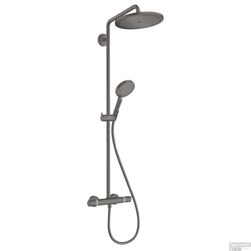 Doucheset Croma Select S 280 HansGrohe met Thermostaat 1 Jet en Raindance Handdouche Geborsteld Zwart Chroom Lage Kosten
