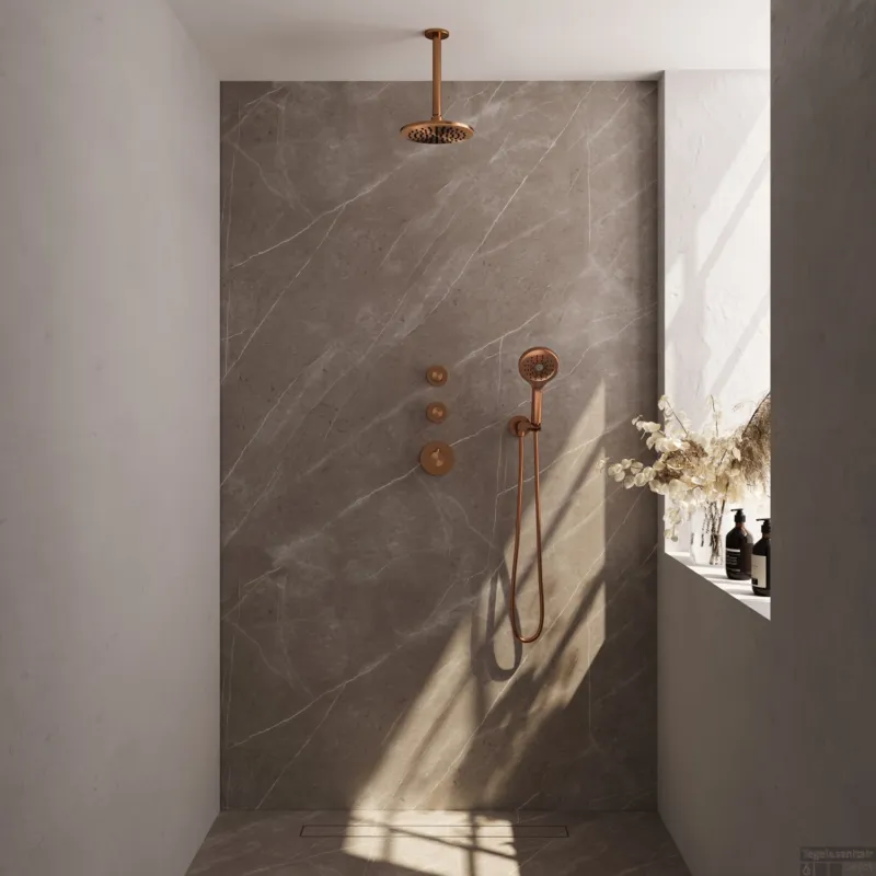 Nieuw Thermostatisch Inbouwdoucheset Brauer Copper 20cm Hoofddouche Plafondarm 3 Standen Handdouche Koper