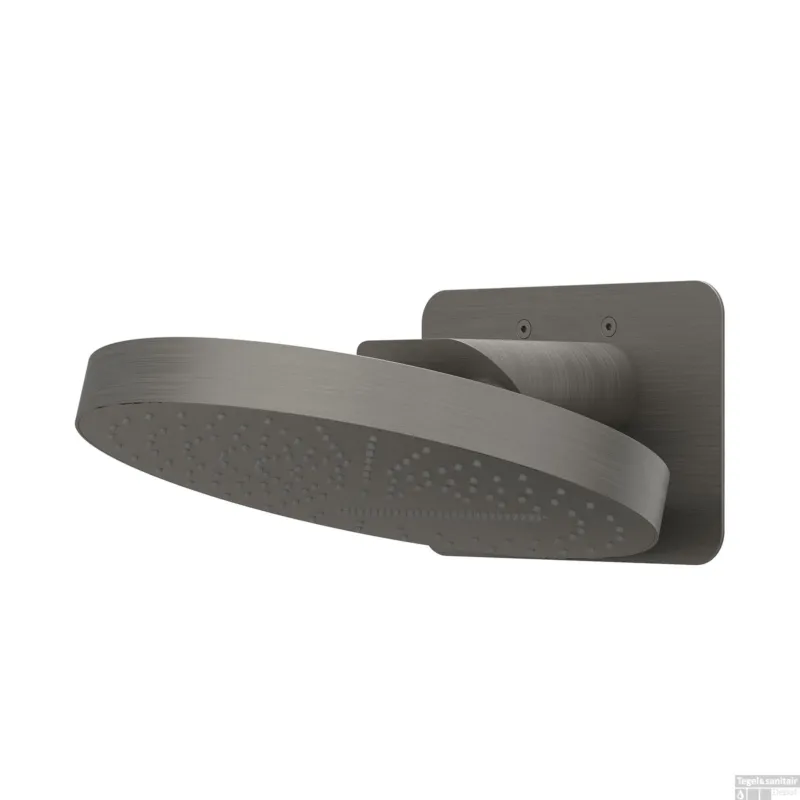 Hoofddouche IVY HALO Wandmodel Inc. Wandbeugel en Inbouwbox 32 cm Geborsteld Metal Black PVD Beperkt Aanbod