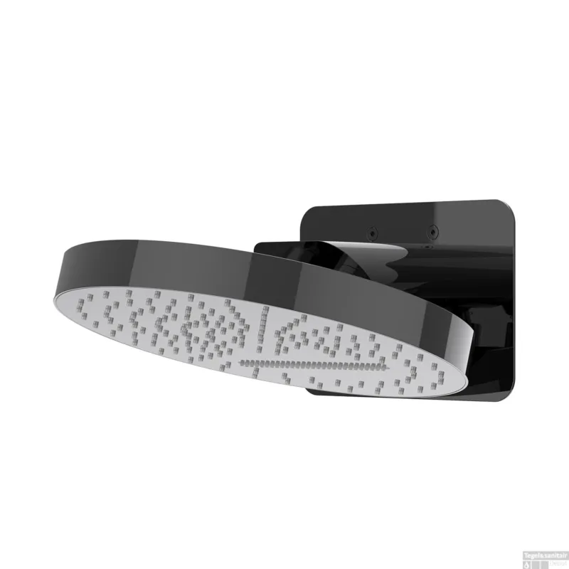 Hoofddouche IVY HALO Wandmodel Inc. Wandbeugel en Inbouwbox 32 cm Zwart Chroom PVD Snelle Levering