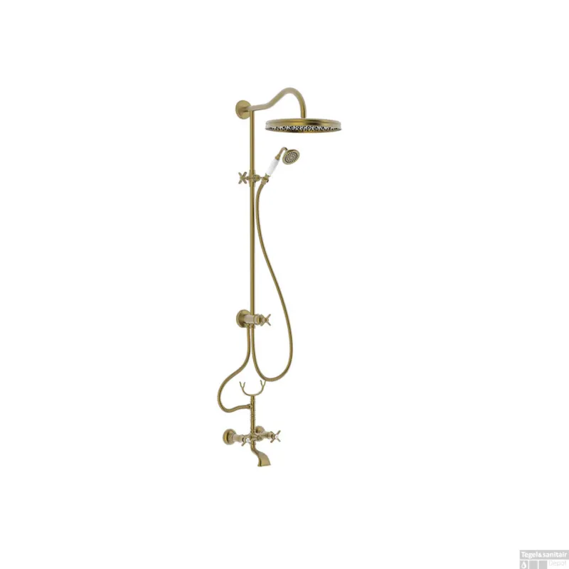 Fabrieksprijs Bad/Douche Combinatie Opbouwset Tres Clasic Mengkraan Verouderd Messing Mat