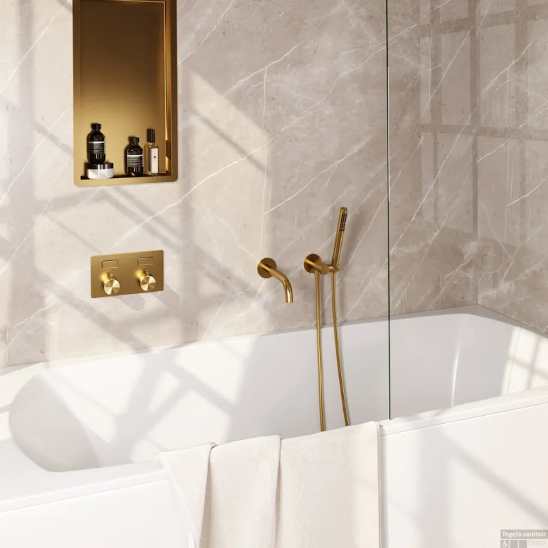 Inbouwthermostaat set Brauer Gold Edition Met Drukknoppen Incl Baduitloop Goud (Keuze Handdouche) Favoriet