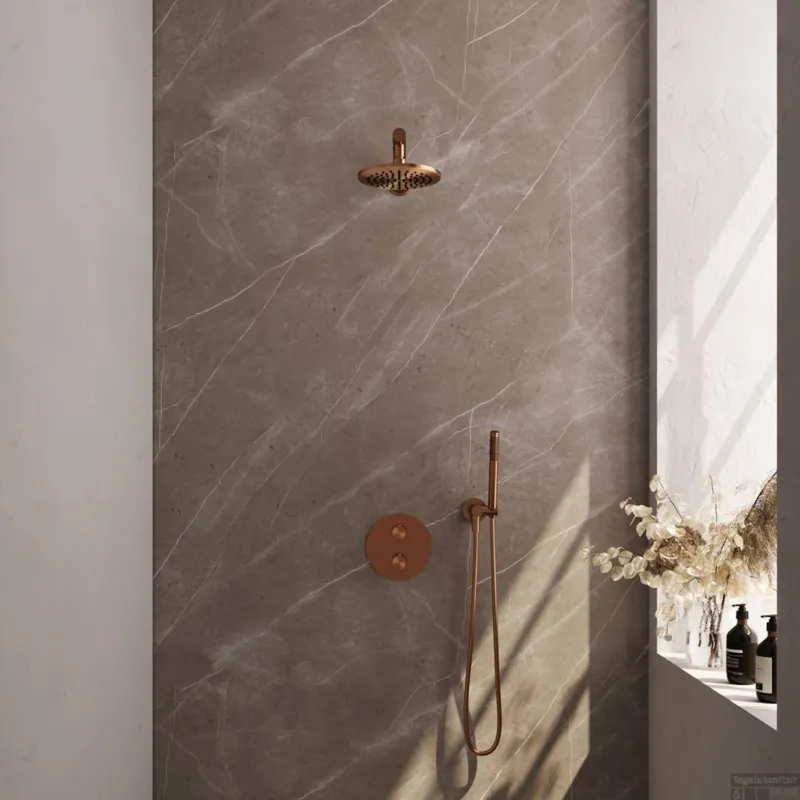 Thermostatische Inbouwdoucheset Brauer Copper Edition Met Ronde Afdekplaat (Alle Opties) Aanbieding