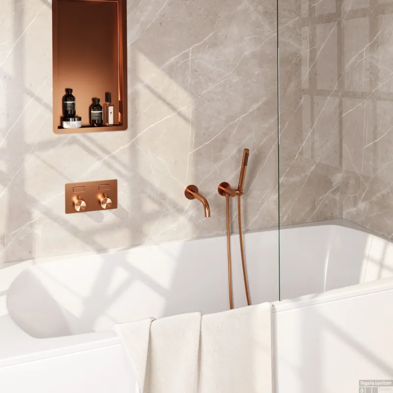 Inbouwthermostaat set Brauer Copper Edition Met Drukknoppen Incl Baduitloop Koper (Keuze Handdouche) Dagaanbieding