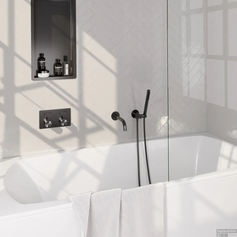 Meest Verkocht Inbouwthermostaat set Brauer Gunmetal Edition Met Drukknoppen Incl Baduitloop Gunmetal (Keuze Handdouche)