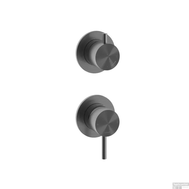 Douchekraan Inbouw Hotbath Archie Mengkraan 2-weg Omstel Geborsteld Gunmetal PVD Shop Nu