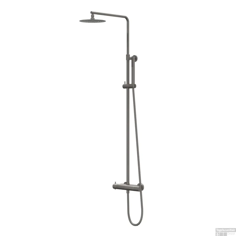 Voordeelprijs Regendoucheset IVY Bond Opbouw Thermostatisch 25 cm Slim Staaf Handdouche Geborsteld Metal Black PVD