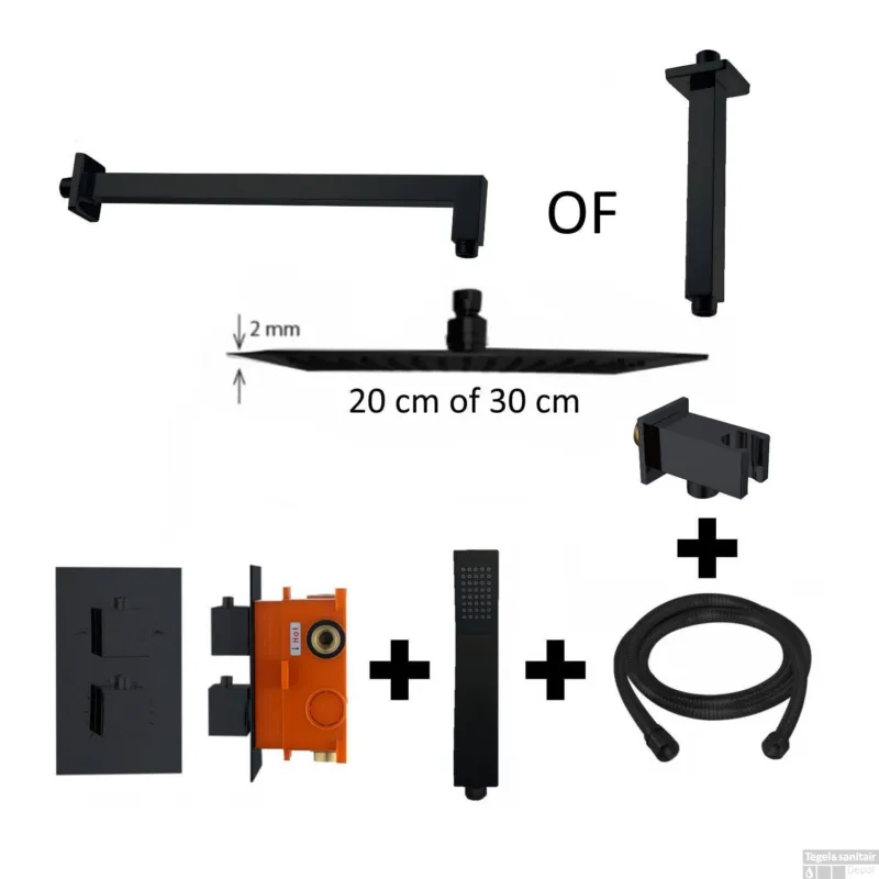 Regendoucheset Best Design Nero Vierkant Thermostatische Inbouwset Mat Zwart Koop Vandaag