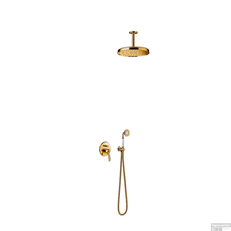 Regendoucheset Tres Clasic Mengkraan Plafondarm Incl. Handdouche Goud Populair