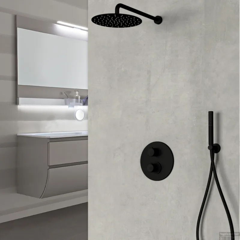 Inbouw Regendouche Set Sanimex Design Giulini met Inbouwdeel Thermostatisch Mat Zwart Meest Verkocht