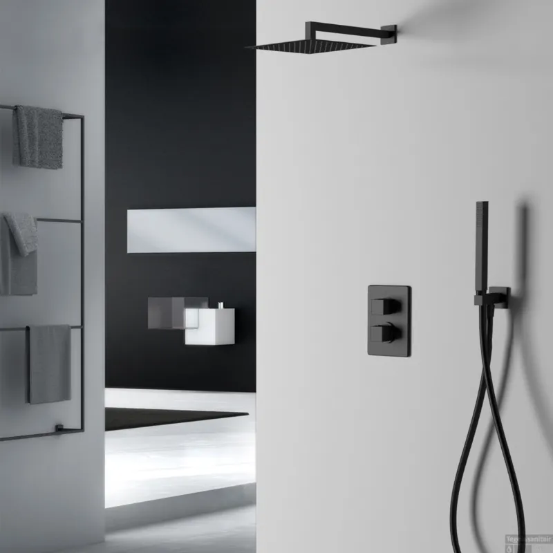Inbouw Regendouche Set Sanimex Design Giulini Vierkante Hoofddouche en Handdoucheset Mat Zwart Fabrieksprijs
