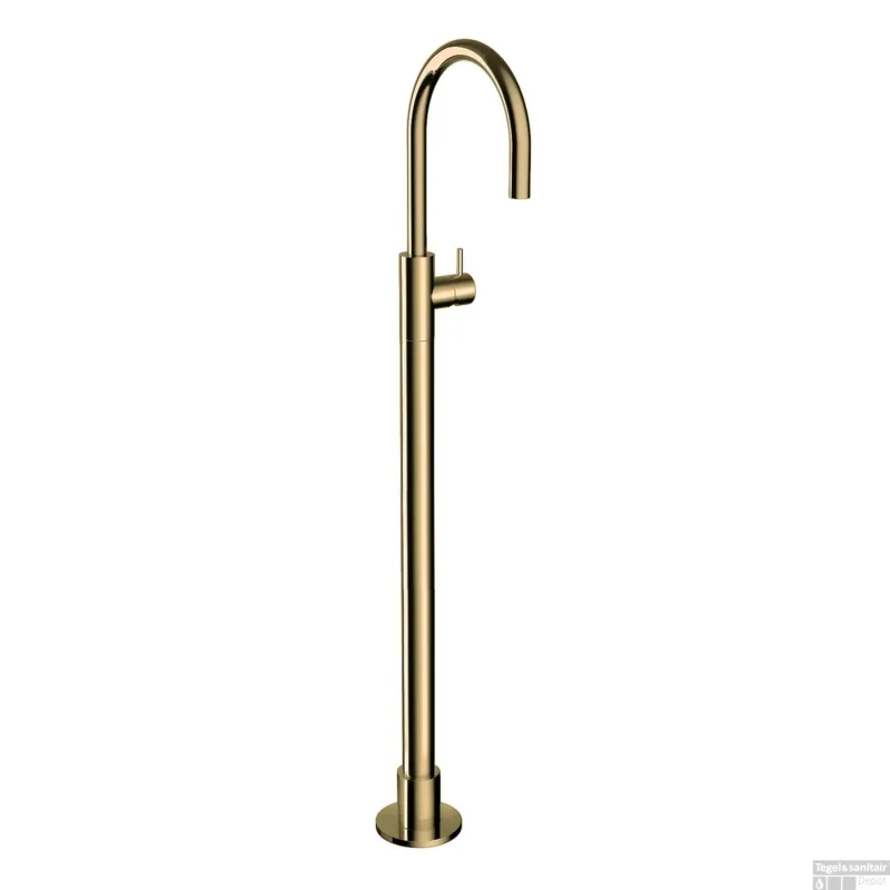 Speciale Aanbieding Vrijstaande Wastafelmengkraan Hotbath Cobber 1-hendel Gebogen 121 cm Gepolijst Messing Living Colours