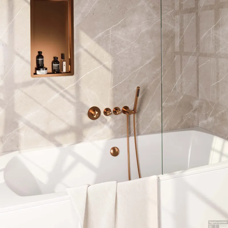 Inbouwthermostaatset Brauer Copper Incl Staafhanddouche En Badafvoer Koper Gratis Retour