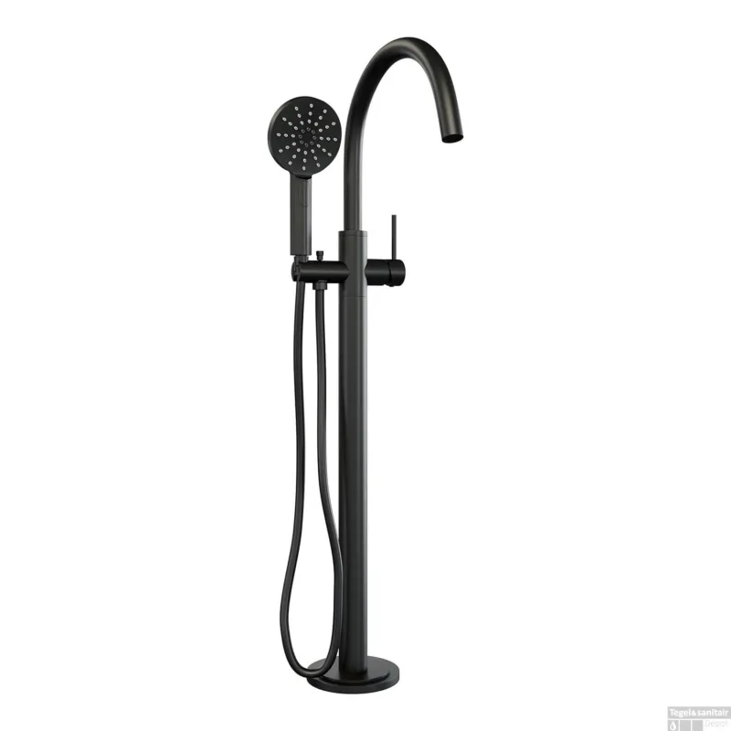 Vrijstaande Badkraan Brauer Black Met Handdouche Rond Mat Zwart Direct Beschikbaar