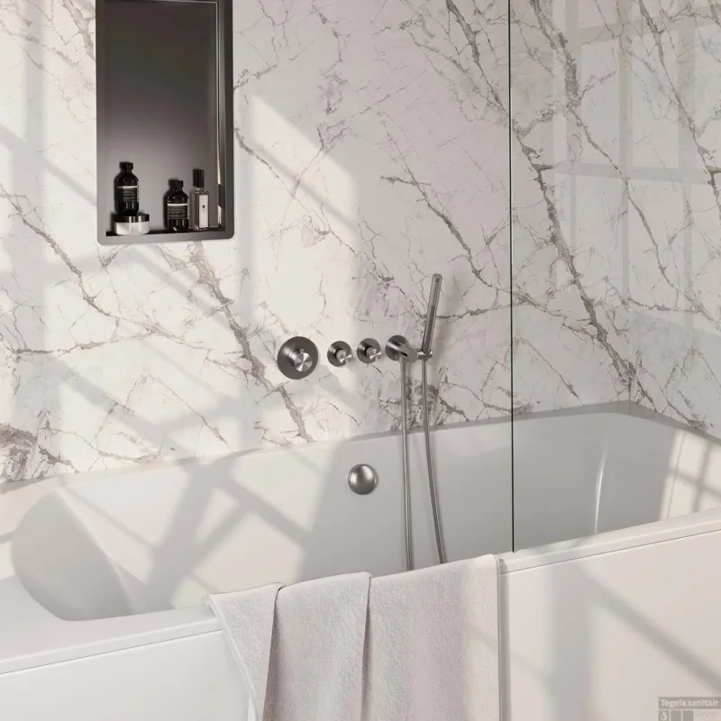 Must-Have Inbouwthermostaatset Brauer Brushed Incl Staafhanddouche En Badafvoer Geborsteld RVS