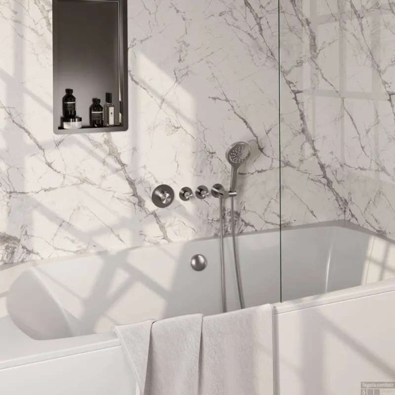Flitsaanbieding Inbouwthermostaatset Brauer Brushed Incl 3 Standen Handdouche En Badafvoer Geborsteld RVS