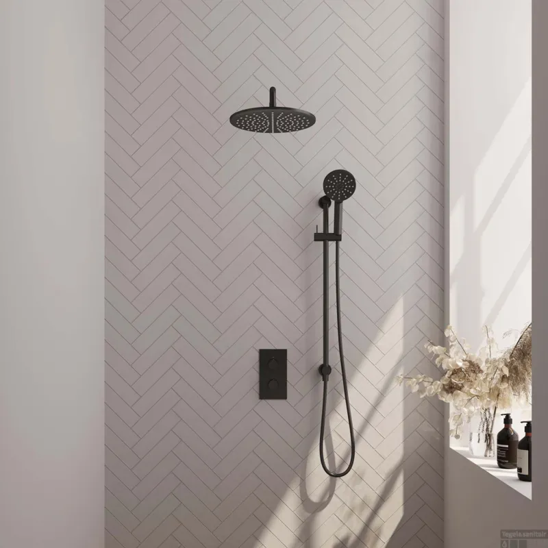 Inbouw Regendouche Set Brauer Black Edition Gebogen Wanduitloop Ronde Hoofddouche 30 cm Met Glijstang en Handdouche 3 Standen Mat Zwart Koop Online