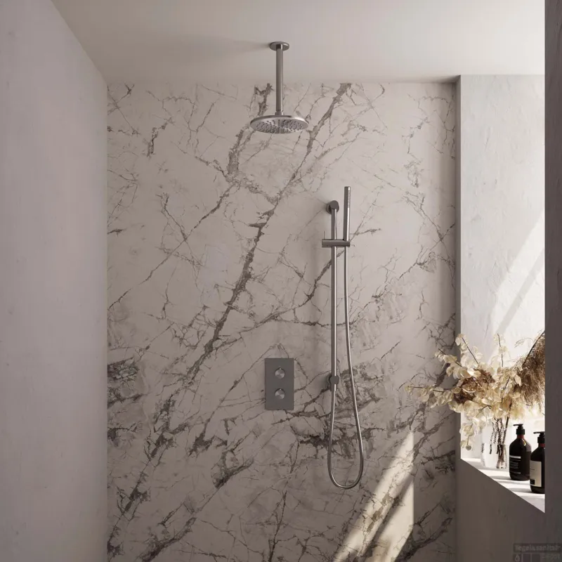 Alleen Vandaag Inbouw Regendouche Set Brauer Brushed Edition Plafond Uitloop Ronde Hoofddouche 20 cm Met Glijstang RVS Look