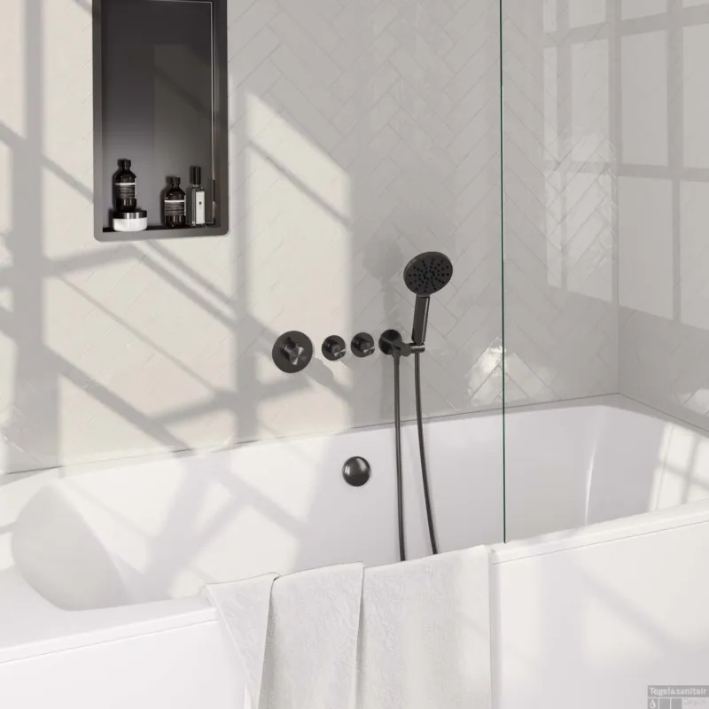 Inbouwthermostaatset Brauer Gunmetal Edition Incl 3 Standen Handdouche En Badafvoer Gunmetal Hete Deal