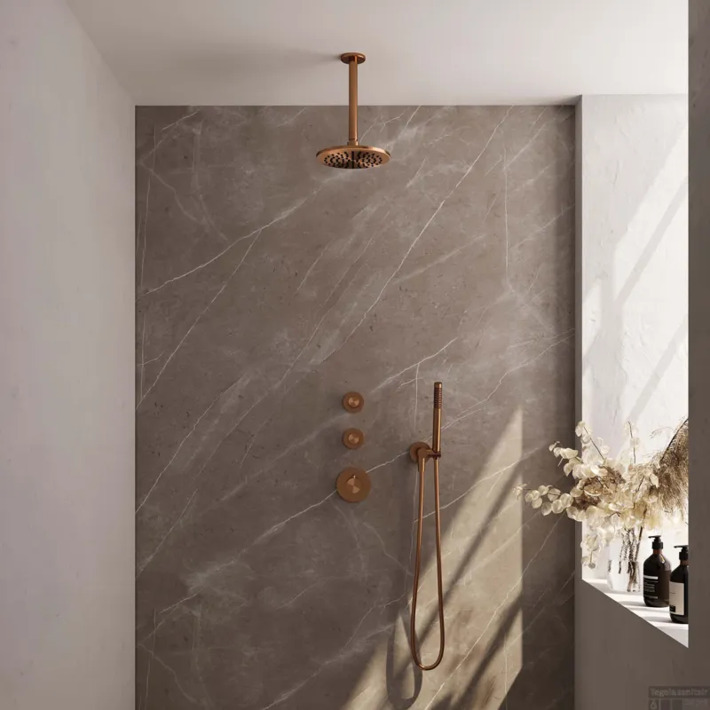 Bestel Nu Brauer Inbouw Regendouche Copper Carving 20cm Plafonddouche en handdouche Staaf Geborsteld Koper