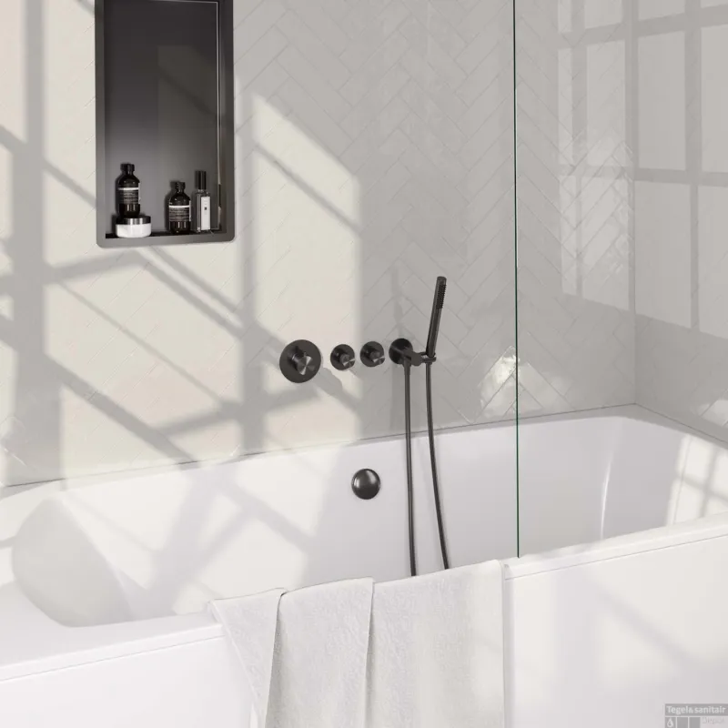 Inbouwthermostaat set Brauer Gunmetal Edition Incl Badafvoer Geborsteld Gunmetal (Keuze Handdouche) Aanbieding