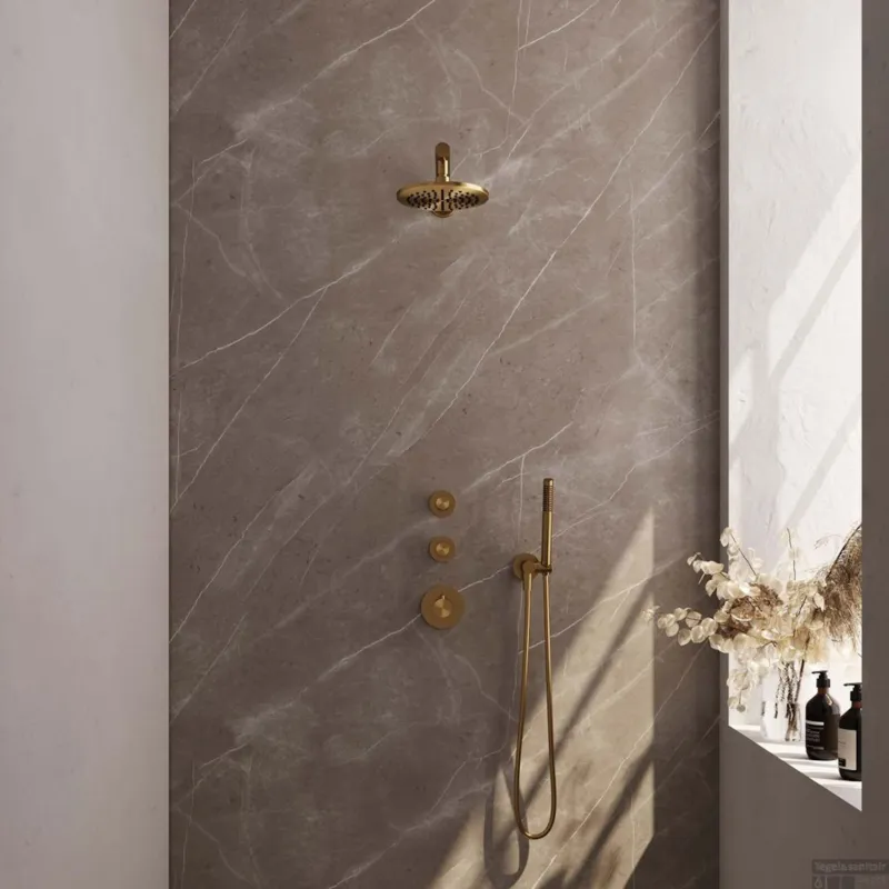 Uitverkoop Thermostatische Inbouwdoucheset Brauer Carving Omstelknoppen Goud(Alle Opties)