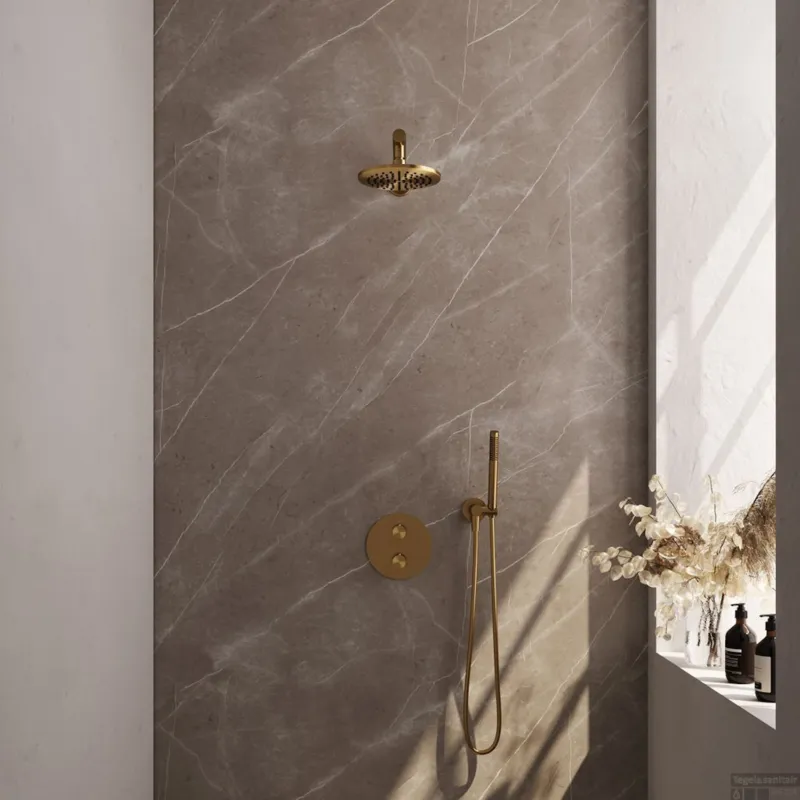 Thermostatische Inbouwdoucheset Brauer Carving Met Ronde Afdekplaat Goud Alle Opties) Populair