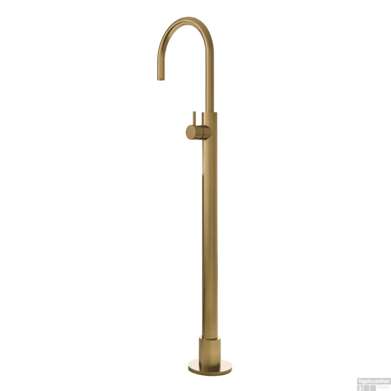 Vrijstaande Wastafelmengkraan Hotbath Cobber 1-hendel Gebogen 121 cm Geborsteld Messing Living Colours Nieuw