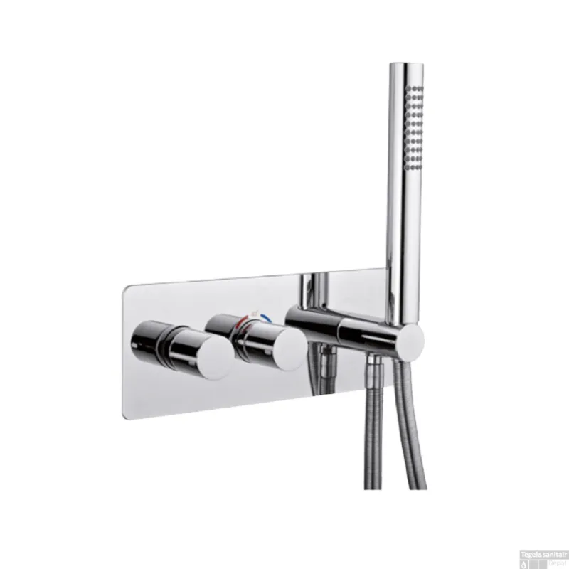 Superprijs Inbouw Douchekraan Sanimex Giulini Thermostatisch 1-Uitgang Rechthoekig Incl. Handdouche En BOX Inbouwdeel Chroom