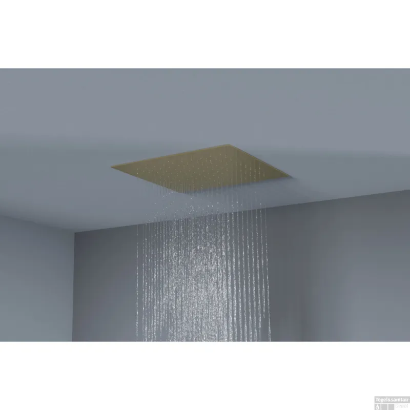 Superprijs Hoofddouche Belleza Bagno ClipOn Inbouw Regendouche Vierkant 34x34 cm Goud