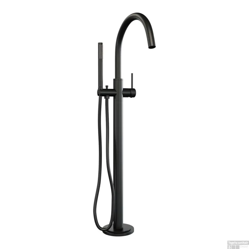 Laatste Versie Badkraan Vrijstaand Brauer Black Carving met Staaf Handdouche Mat Zwart