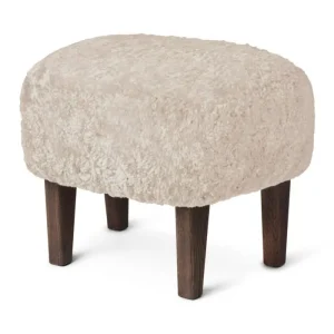 Premium Audo Copenhagen Ingeborg Ottoman - Sheepskin-Dark Stained Oak-Moonlight
