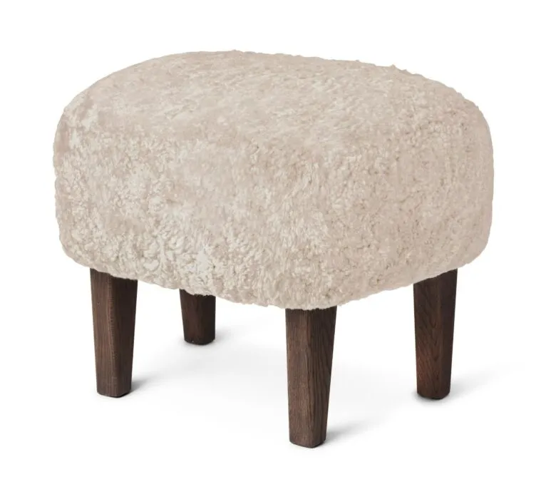 Premium Audo Copenhagen Ingeborg Ottoman - Sheepskin-Dark Stained Oak-Moonlight