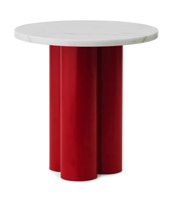 Normann Copenhagen Dit bijzettafel-White Carrara-Bright Red Speciale Aanbieding