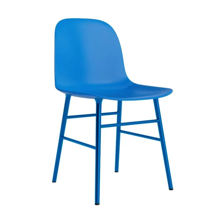 Normann Copenhagen Form stoel met stalen onderstel-Fel Blauw Betrouwbaar