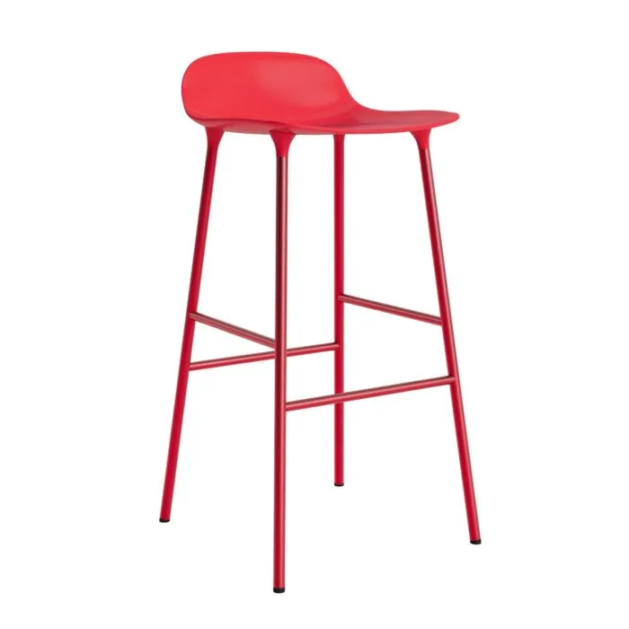 Normann Copenhagen Form stalen barkruk-Zithoogte 75 cm-Fel Rood Laatste Versie