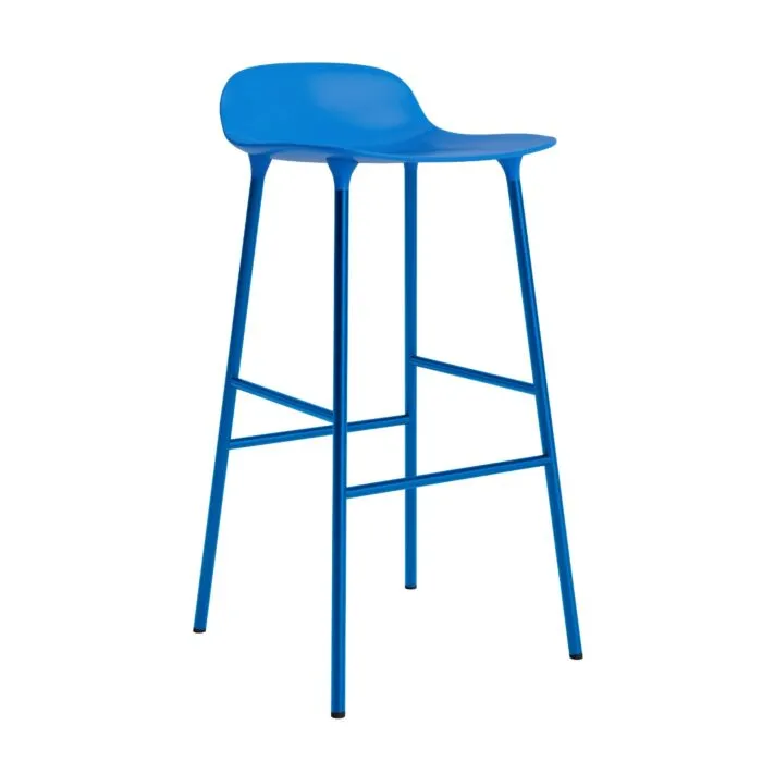 Normann Copenhagen Form stalen barkruk-Zithoogte 75 cm-Fel Blauw Koopje