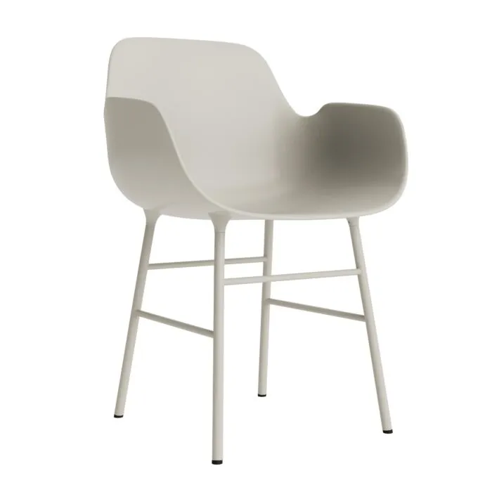 Normann Copenhagen Form armchair met stalen onderstel-Licht grijs Beste Prijs