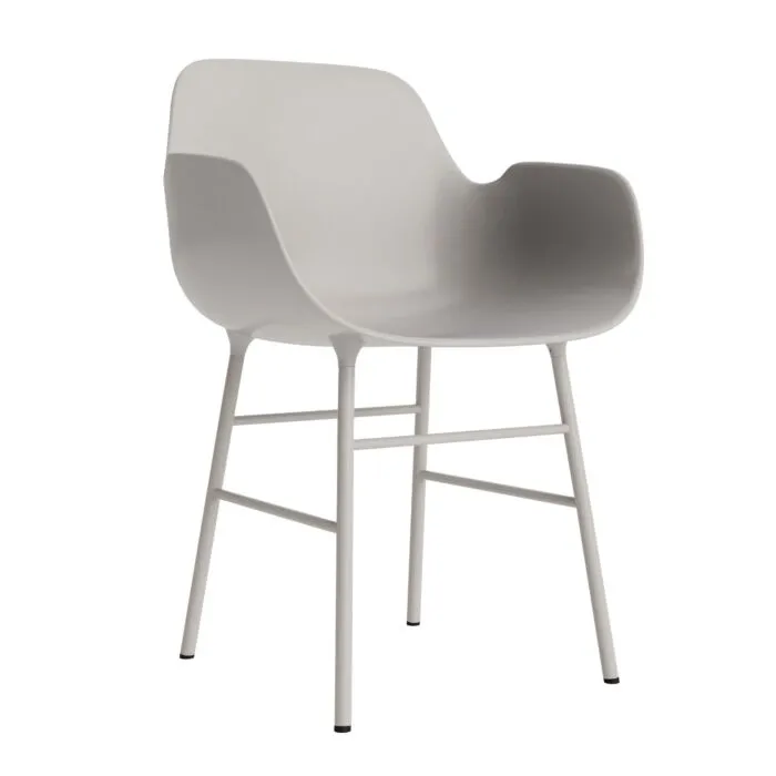 Normann Copenhagen Form armchair met stalen onderstel-Warm grijs Aanbieding
