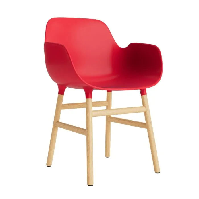 Normann Copenhagen Form armchair stoel eiken-Fel Rood Speciale Aanbieding